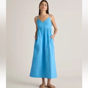 Quince Women 100% Organic Cotton Sleeveless Maxi Dress Blue Slip Size XL